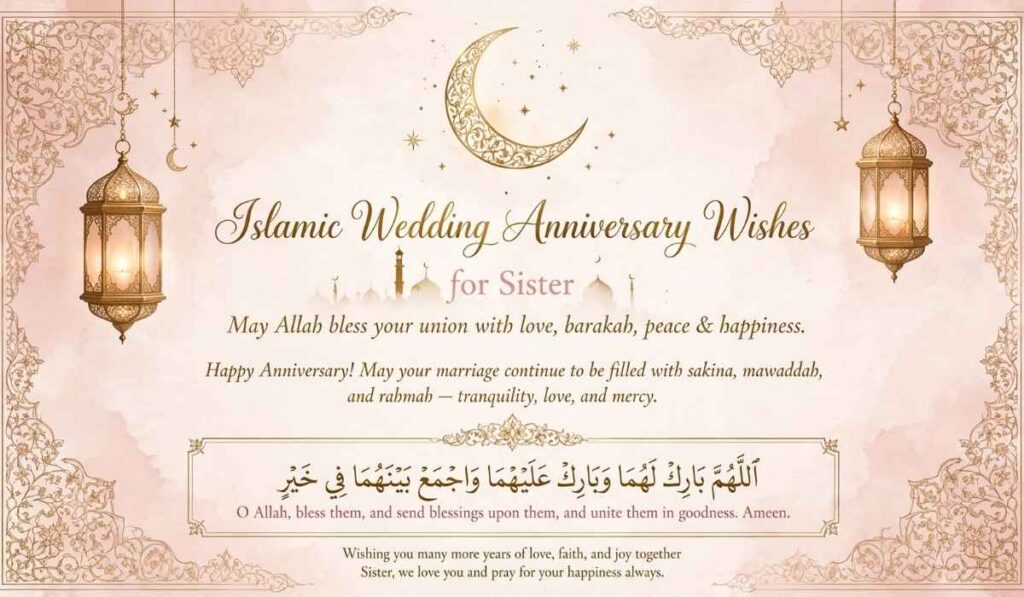 Islamic Wedding Anniversary Wishes for Sister in Law