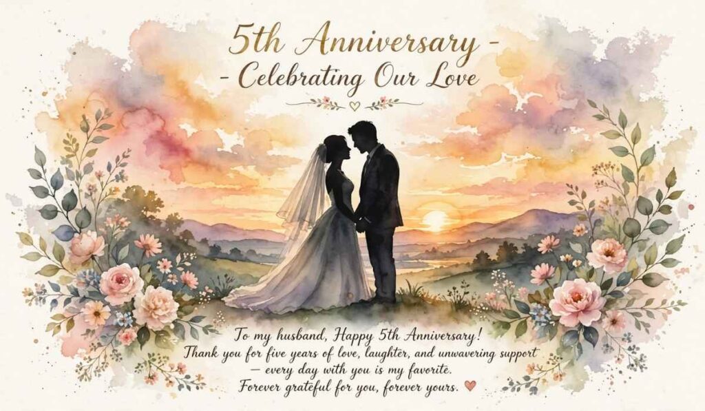Cute 5th Wedding Anniversary Wishes for Husband